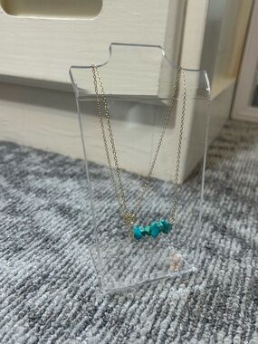 Turquoise Stone Rock Chunk and Gold Southwest Adjustable Chain Necklace✨